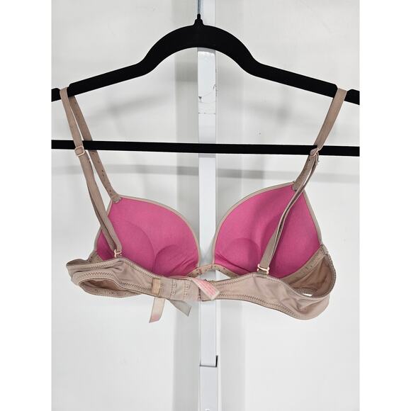 PINK by Victorias Secret Wear Everywhere Push Up Bra Sz 34A Beige - Picture 2 of 5
